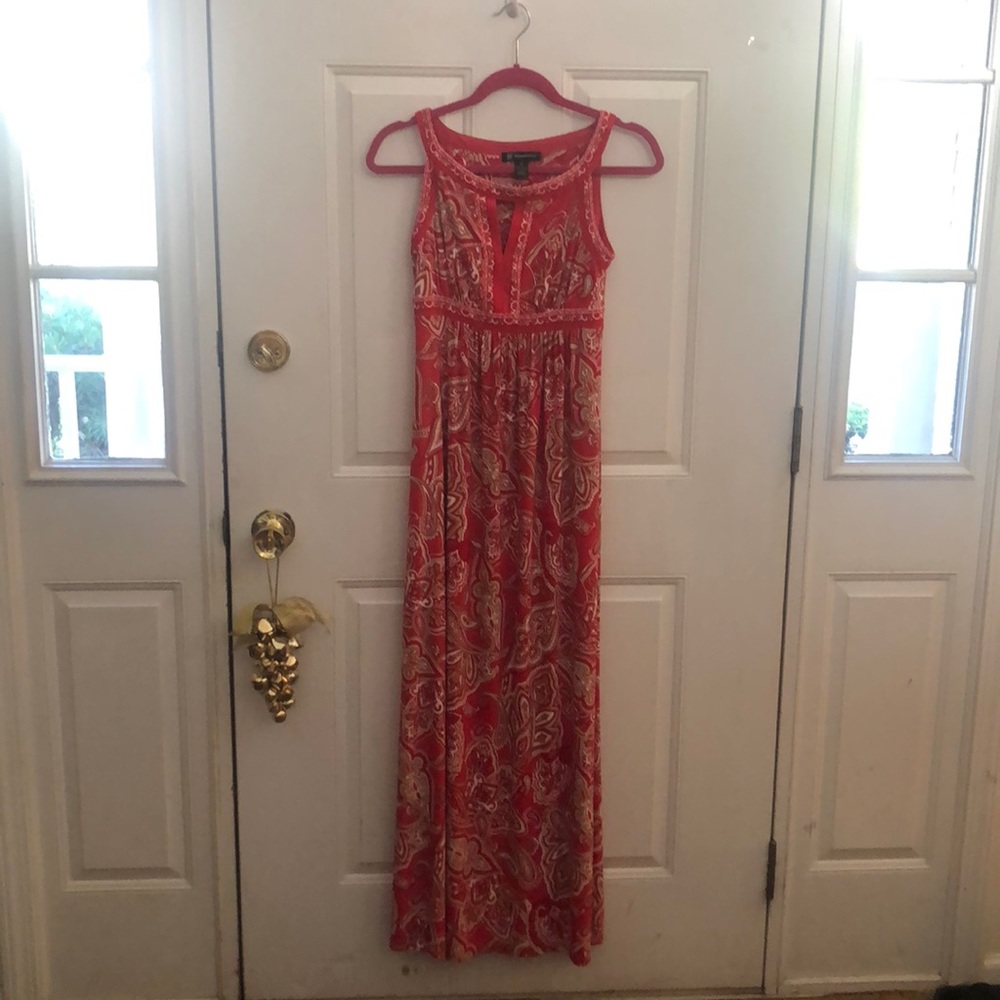 INC Maxi Dress - Red /Taupe/ White